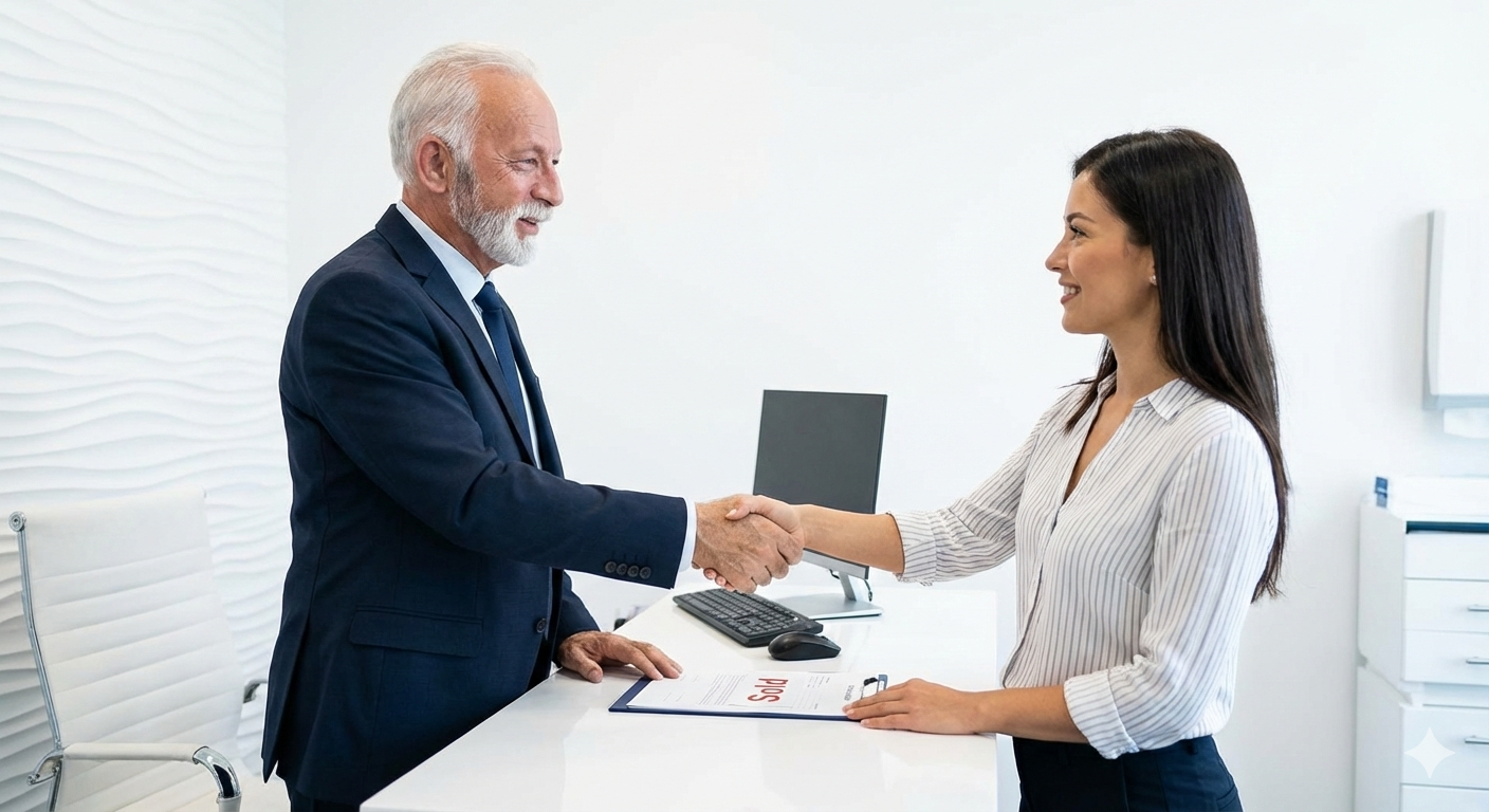 Male dental practice owner and manager reviewing financial charts on a tablet in a Surrey, BC dental office.