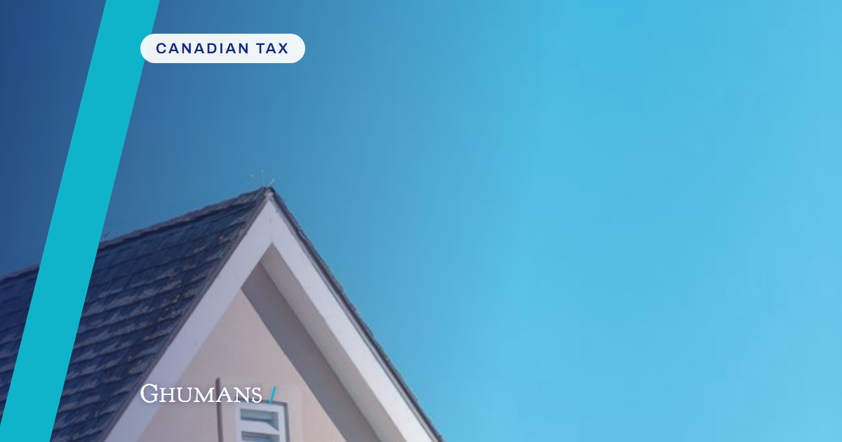featured-20260819-selling-rental-property-principal-residence- A modern house rooftop with a triangular shape against a clear blue sky, ideal for architecture themes.